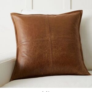 Pottery Barn pieced brown leather pillow cover